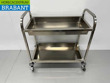 Chariot de service en acier inoxydable 2 bacs 95 cm, Verzenden