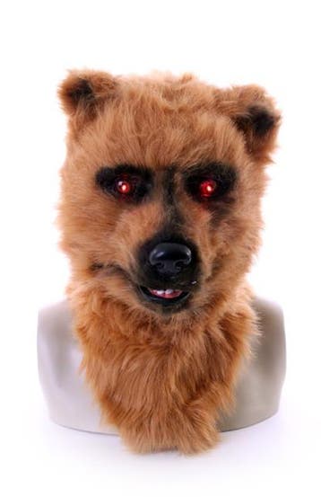 KIMU® Masker Grizzly Beer Lichtgevende Ogen en Bewegende Mon, Ophalen of Verzenden, Nieuw