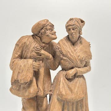 Figurine - Le chiffonnier et la chiffonnière - Terre cuite