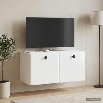 vidaXL Wandmontage TV-kast 59,5 x 31 x 30 cm Hoogglans Wit, Huis en Inrichting, Kasten |Televisiemeubels, Verzenden, Nieuw