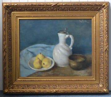 Georg Rueter (1875-1966) - Een stilleven met gele peren en, Antiek en Kunst