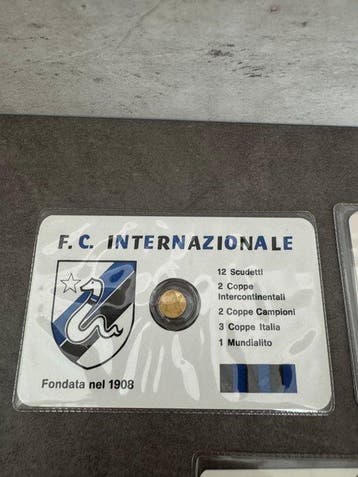 Tesserine commemorative con monetina in oro Inter Milan, Nieuw