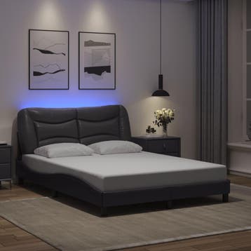 vidaXL Bedframe met LED zonder matras Hvar grijs 120x200, Verzenden, Nieuw