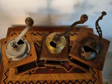 Koffiemolen (3) - Hout, Messing, Metaal - koffiemolen, Antiek en Kunst