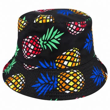 Bucket Hat Hoedje – Ananasprint - Zwart Multicolor, Nieuw