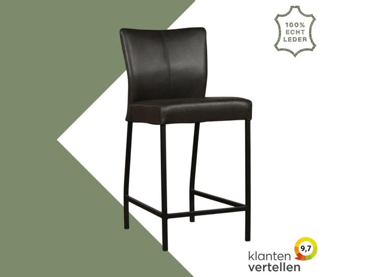 Leren barkruk Revolt laag - Granada Graphite (donkergrijs), Huis en Inrichting, Barkrukken, Nieuw, 1 kruk, Leer, 90 cm of meer