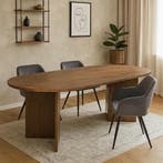 Mangohouten Eettafel Eilis 210x100 cm Walnoot, Verzenden, Nieuw, Industriële meubels, Overige vormen