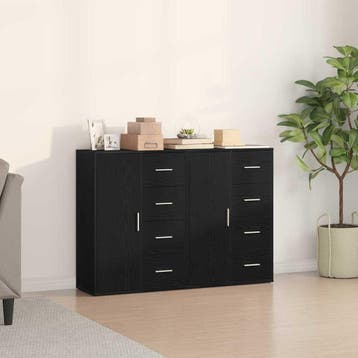 vidaXL Dressoir 2 st Zwart Eiken 60 x 31 x 84 cm Bewerkt, Verzenden, Nieuw