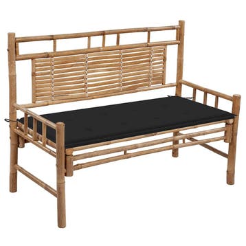 vidaXL Tuinbank met kussen 120 cm bamboe, Tuin en Terras, Verzenden, Nieuw