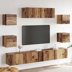 vidaXL 7-delig Tv-meubelset wandmontage bewerkt hout oud, Verzenden, Nieuw