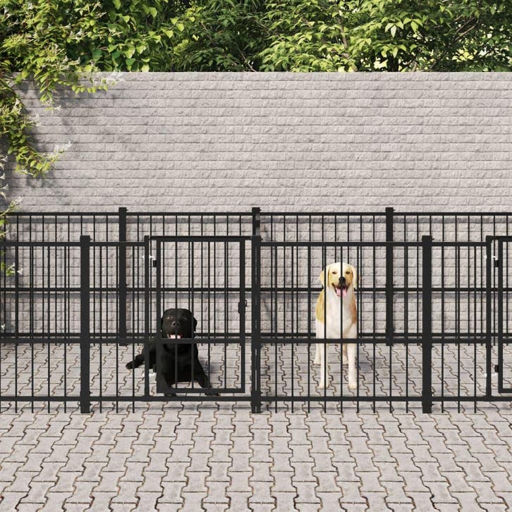 vidaXL Hondenkennel voor buiten 11,26 m² staal, Dieren en Toebehoren, Hondenbenches, Nieuw, Verzenden