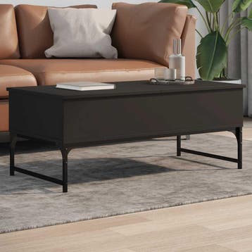 vidaXL Salontafel 100x50x40 cm bewerkt hout en metaal zwart, Verzenden