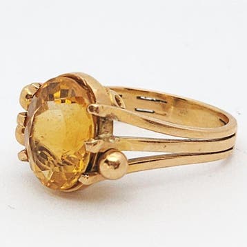 Ring - 18 karaat Geel goud - 4.00ct. tw. Citrien, Handtassen en Accessoires, Ringen, Nieuw
