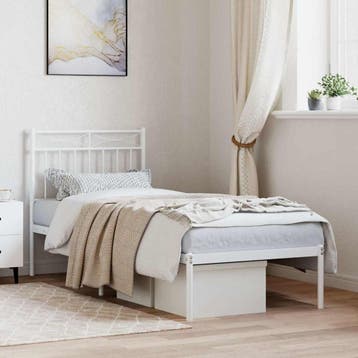 vidaXL Bedframe met hoofdbord metaal wit 80x200 cm, Verzenden, Nieuw