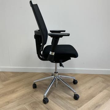 ergonomische bureaustoel + lendesteun, zwart - chroom, Ergonomisch, Gebruikt, Zwart, Bureaustoel