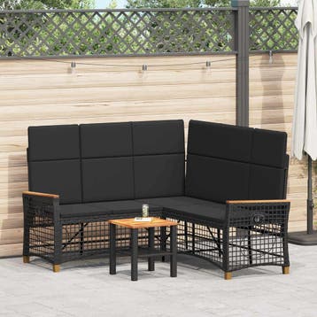 vidaXL Tuin verstelbare bank set 5-Aantal zitplaatsen Zwart, Verzenden, Nieuw