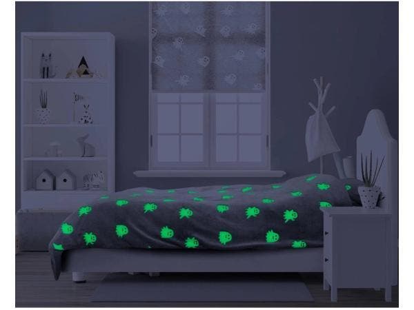 Veiling - Dekbedovertrek Glow in the dark Spooky Grey 140 x, Maison & Meubles, Chambre à coucher | Linge de lit