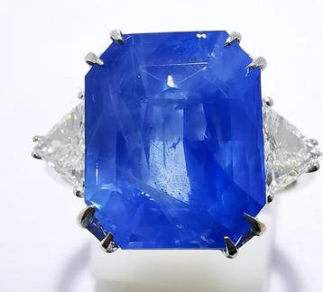Ring - 18 karaat Witgoud, LOTUS SRI LANKA 9.17ct Conflower, Nieuw