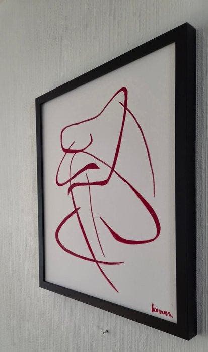 Liesens - Dreamer(Handpainted on white canvas met lijst), Antiek en Kunst, Kunst | Schilderijen | Modern