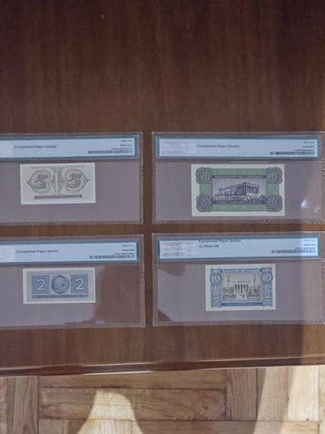Griekenland. - 4 slabbed banknotes - 1940/1941 (Zonder, Postzegels en Munten
