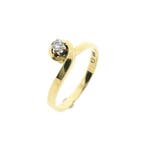 Gouden solitair ring met diamant; 0,11 ct., Handtassen en Accessoires, Ringen, 18 tot 19, Gebruikt, Overige kleuren, Ophalen of Verzenden