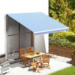 vidaXL Vervangingsdoek voor luifel 4x3,5 m blauw en wit, Verzenden, Nieuw
