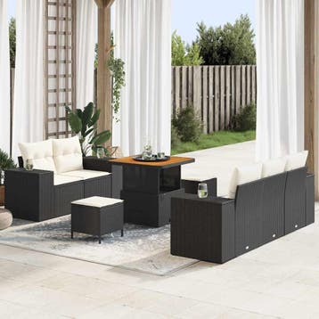 vidaXL Tuinbank Set 8 st 8-Aantal zitplaatsen Zwart en Crème, Verzenden