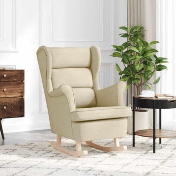 vidaXL Schommelstoel 74x90x102 cm stof crèmekleurig, Huis en Inrichting, Fauteuils, Verzenden, Nieuw