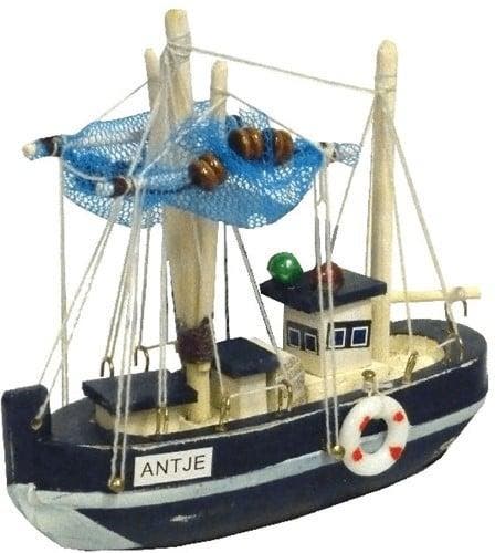 Vissersboot Antiek Blauw/Wit Maritiem 10,5 cm, Hobby en Vrije tijd, Knutselen, Nieuw