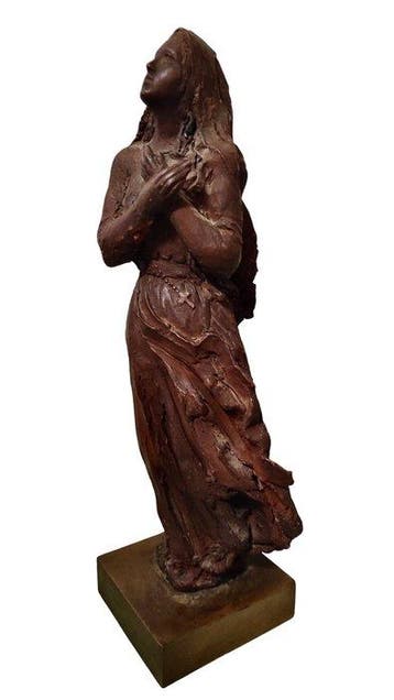 sculptuur, Santa in preghiera - 37.5 cm - Terracotta