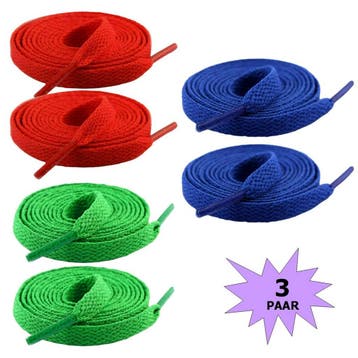 Fako Fashion - Schoenveters - Plat - 8mm - 120cm - 3 Paar -, Verzenden, Nieuw