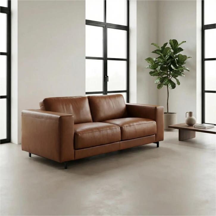 Leren bank Clear - 2,5 zits, Huis en Inrichting, Zetels | Zetels, 200 tot 250 cm, 75 tot 100 cm, Nieuw, Leer, Ophalen of Verzenden