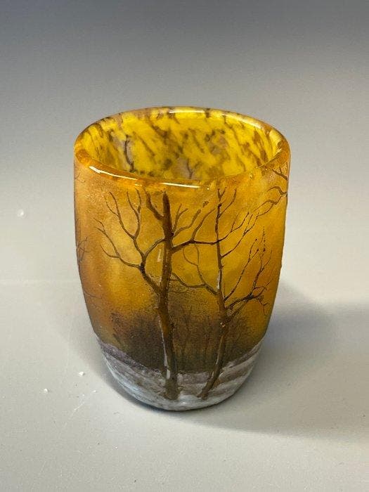 Daum - Daum - Bekerglas - Glas - winterlandschap, Antiek en Kunst, Antiek | Glaswerk en Kristal