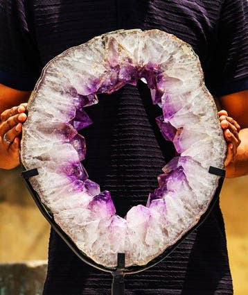 12,1 kg Amethist-Geode Ring-Snijvlak Slab met op maat