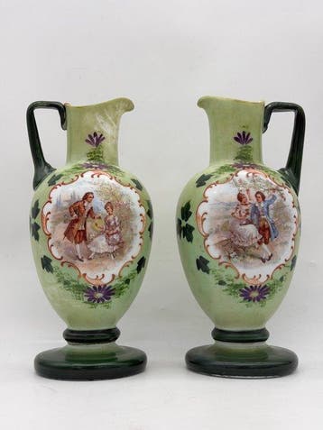Handgeblazen opalineglas / opaalglas, emaille - 19e eeuw /