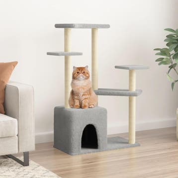 vidaXL Kattenmeubel met sisal krabpalen 107,5 cm lichtgrijs, Verzenden