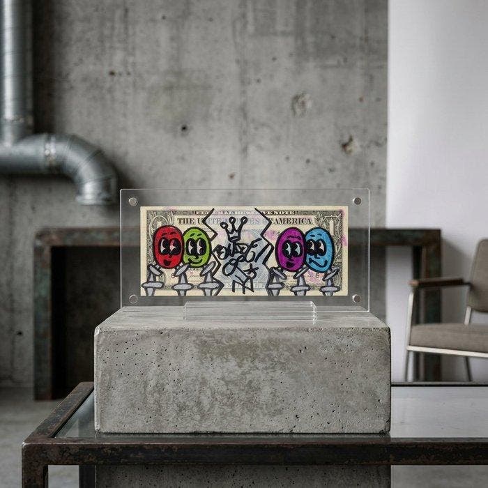 Blade (1957) - Graffiti dollarbiljet in plexiglas blok, Antiek en Kunst, Kunst | Designobjecten