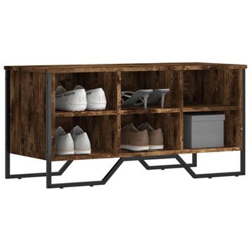 vidaXL Schoenenkast 90x38x45,5 cm bewerkt hout gerookt, Huis en Inrichting, Verzenden, Nieuw