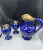 Luxe lapis lazuli mozaïek Set met een kan en twee kelken -
