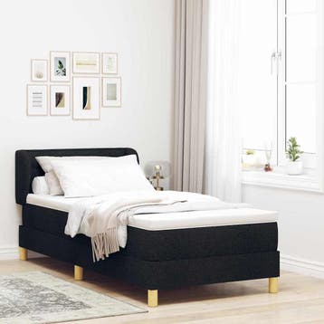 vidaXL Boxspring bed met matras met hoofdeinde Zwart 90 x, Verzenden