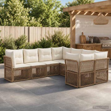 vidaXL Tuinbank Set 8 st 8-Aantal zitplaatsen Beige poly, Verzenden, Nieuw