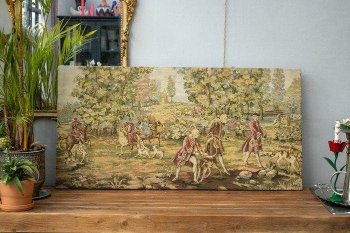 nobele drijfjacht - Wandtapijt - 60 cm - 120 cm - drijfjacht, Antiquités & Art, Curiosités & Brocante