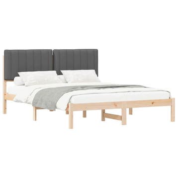 vidaXL Bedframe met Gevoerde Hoofdbord Donkergrijs 160 x 200, Verzenden, Nieuw