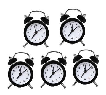 Set van 5 kleine wekkertjes, zwart (op batterij), Verzenden, Nieuw