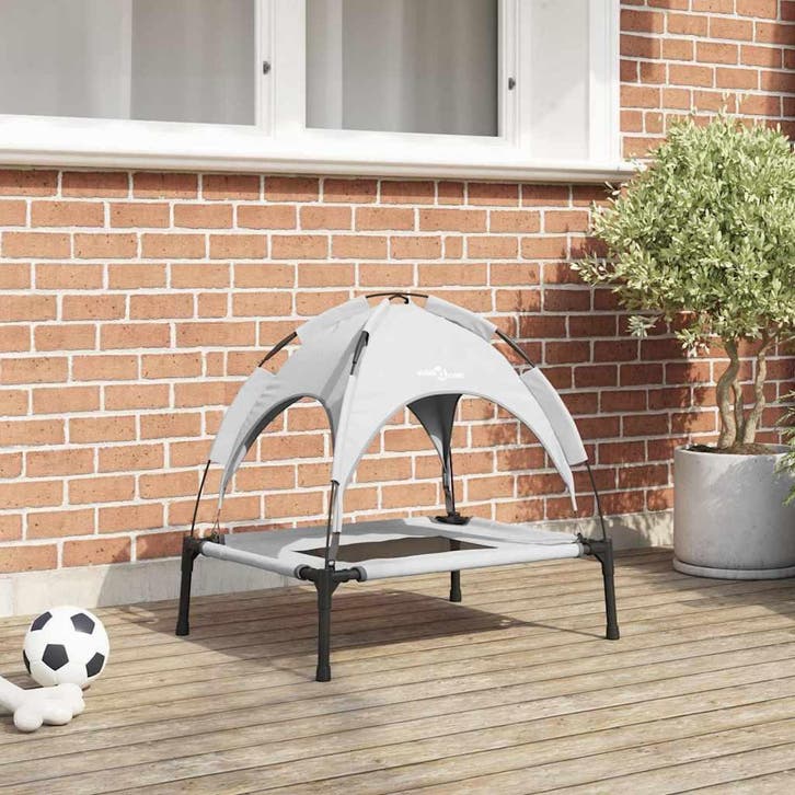 vidaXL Hondenbed Zilvergrijs 62 x 48 x 61 cm Staal, Animaux & Accessoires, Accessoires pour chiens, Envoi