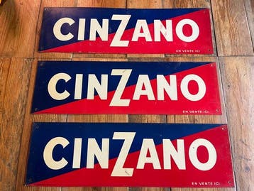 Plaque en tôle Cinzano ancienne lot de 3 - Enseigne
