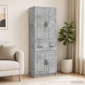vidaXL Kast Set 2 st Betongrijs Bewerkt hout, Huis en Inrichting, Kasten | Dressoirs, Verzenden, Nieuw