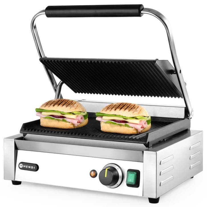 Contact-/Paninigrill | Enkel | Gegroefd Oppervlak 340x230, Articles professionnels, Horeca | Équipement de cuisine, Envoi
