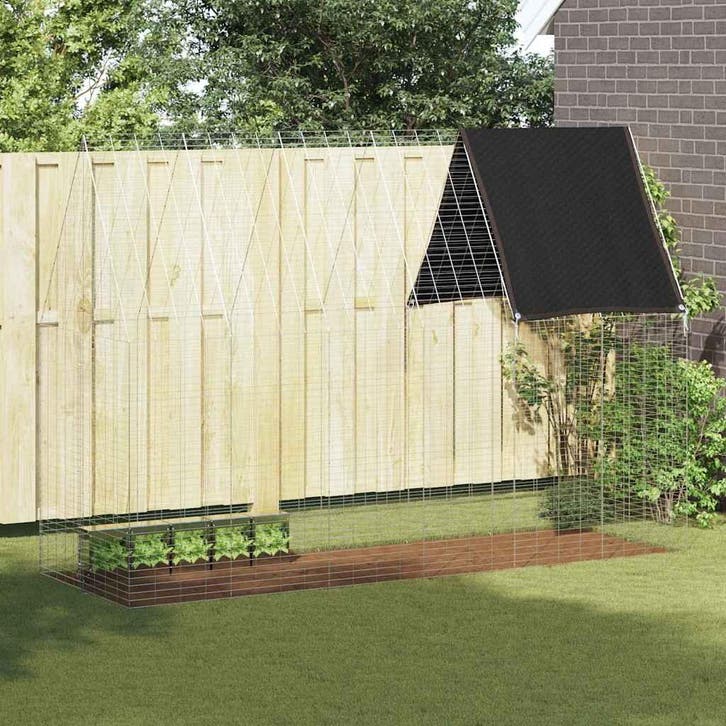 vidaXL Konijnenkooi zilver 300 x 100 x 210 cm Gegalvaniseerd, Dieren en Toebehoren, Knaagdieren en Konijnen | Hokken en Kooien