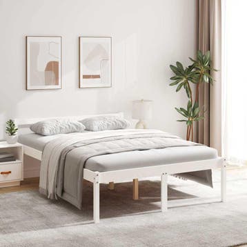 vidaXL Seniorenbed massief grenenhout wit 140x190 cm, Verzenden